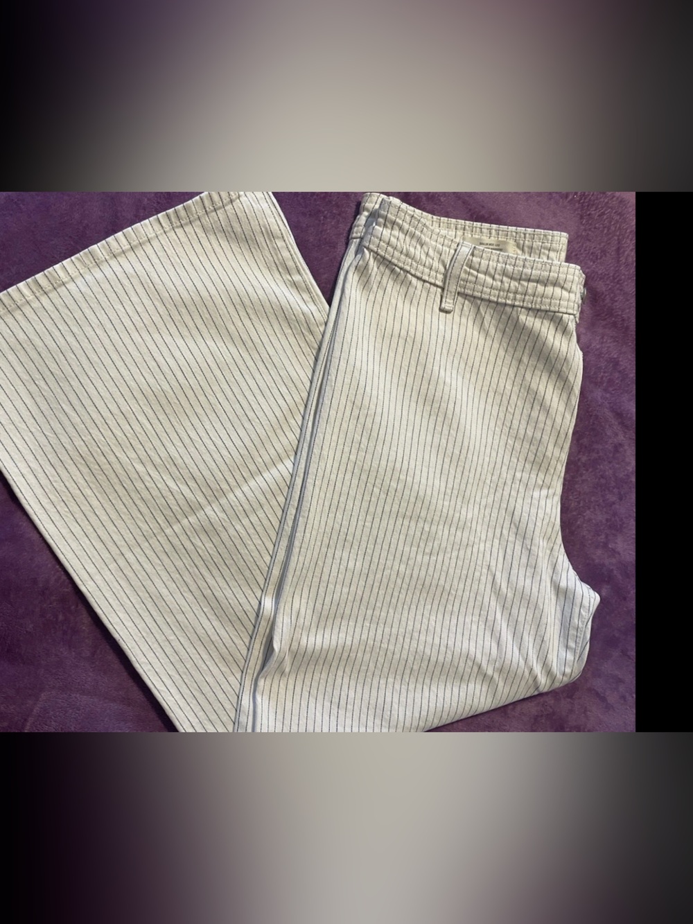Universal Thread White Trousers with Navy Pinstripes